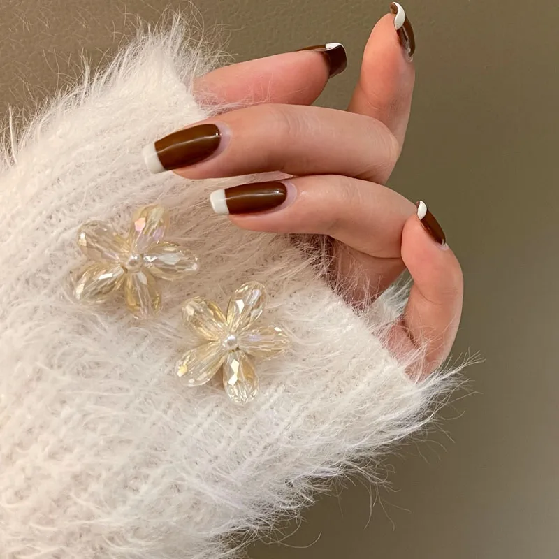 Серебряные серьги с кристаллами S925 в виде цветов милые темпераментные