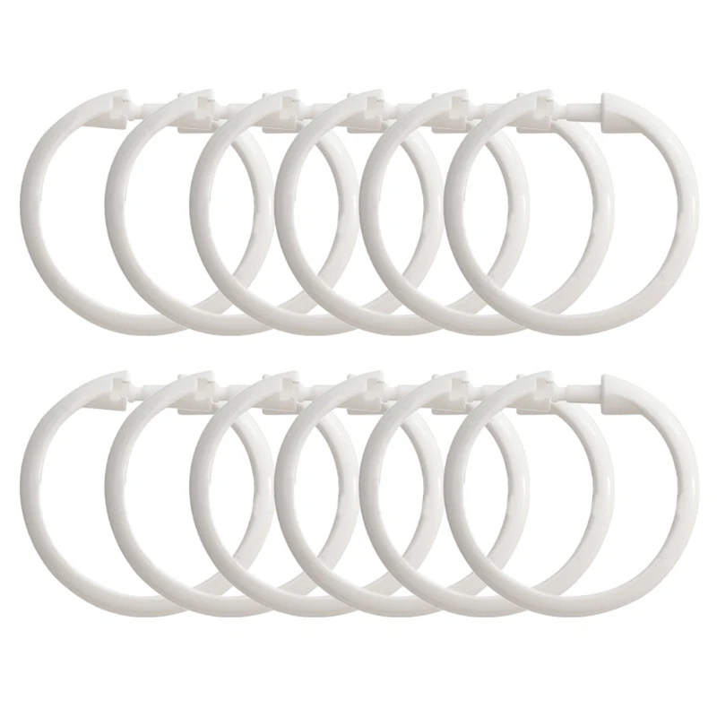 

12Pcs Circular Plastic Shower Curtain O Rings Duable Drape Loop Hooks for Bathroom Gliding on Shower Rod Easy Snap Closure