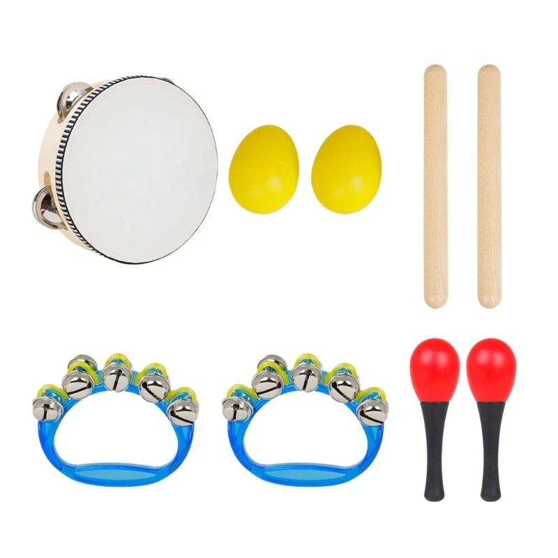 

5 Pieces Musical Percussion Drum Set Toddlers Musical Instruments Wood Music Toy