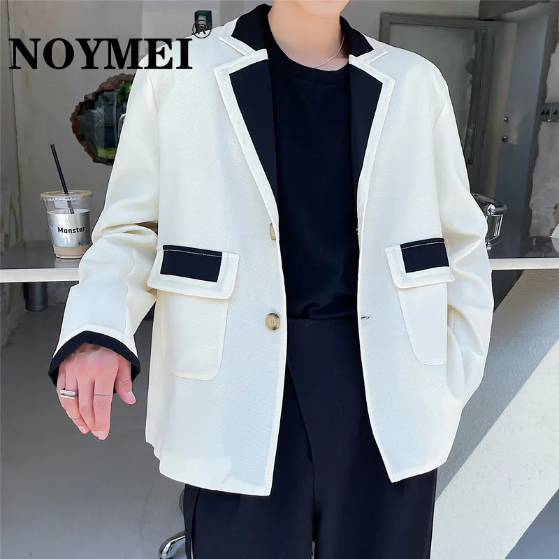 

Новинка Блейзер NOYMEI, искусственное пальто, изысканный Повседневный однобортный модный мужской блейзер во французском стиле с карманами и о...