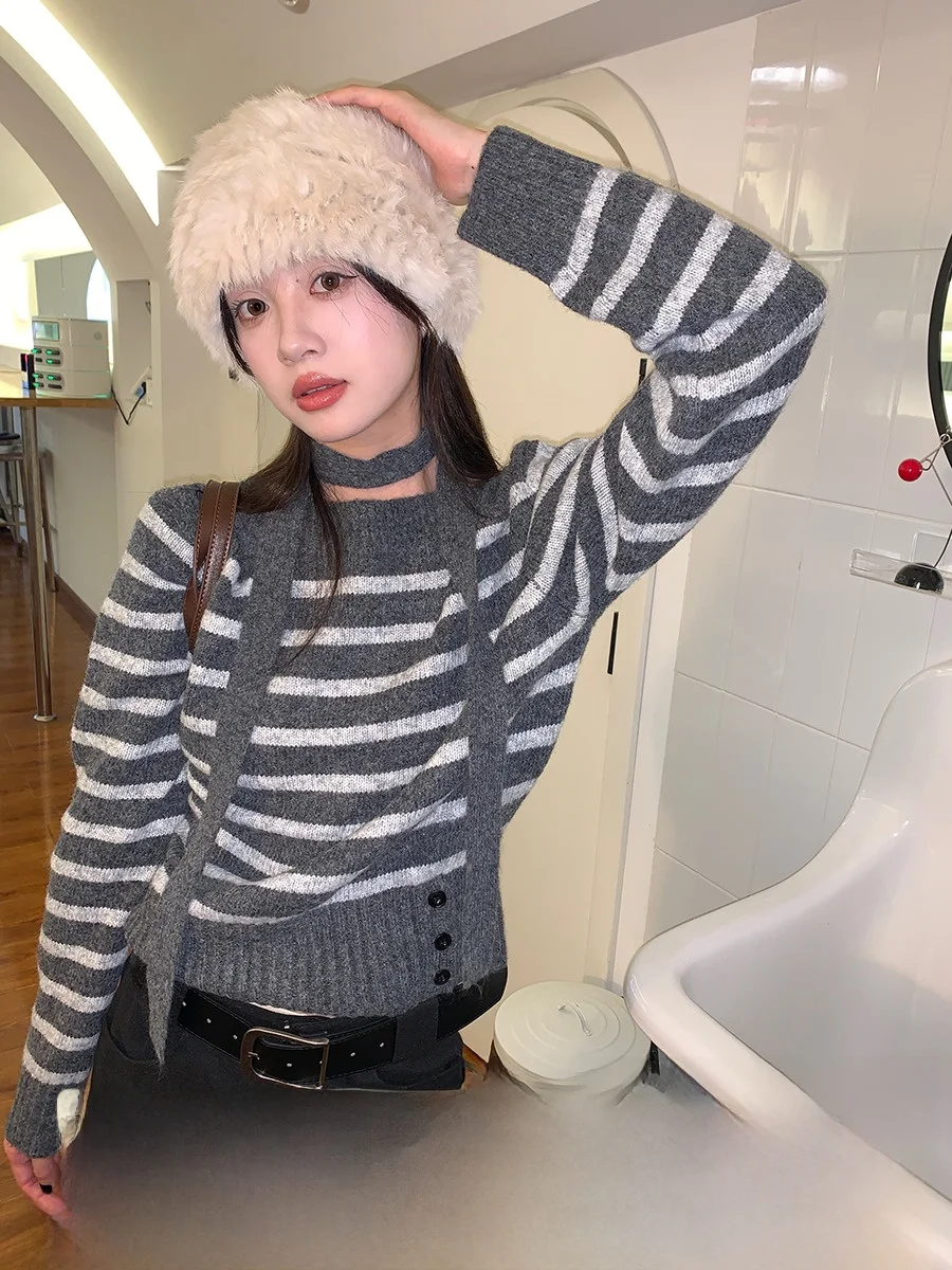 Xin Help Gentle Killer Ретро Художественный Sle на шнуровке контрастного цвета в полоску