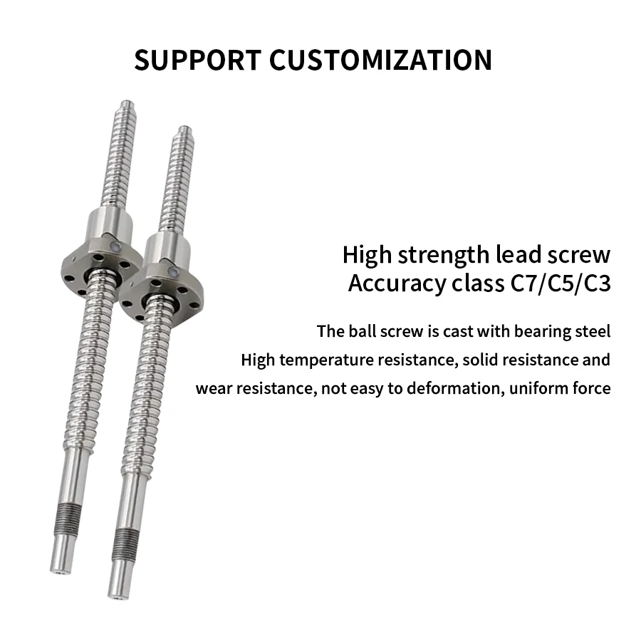 Высокоточный шариковый винт C7 с поясной гайкой обработанный концом