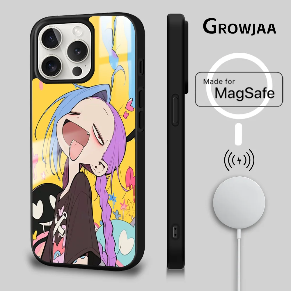 J-Jinx милый художественный мультяшный чехол для телефона iPhone 16 15 14 13 12 11 Pro Max Plus Mini