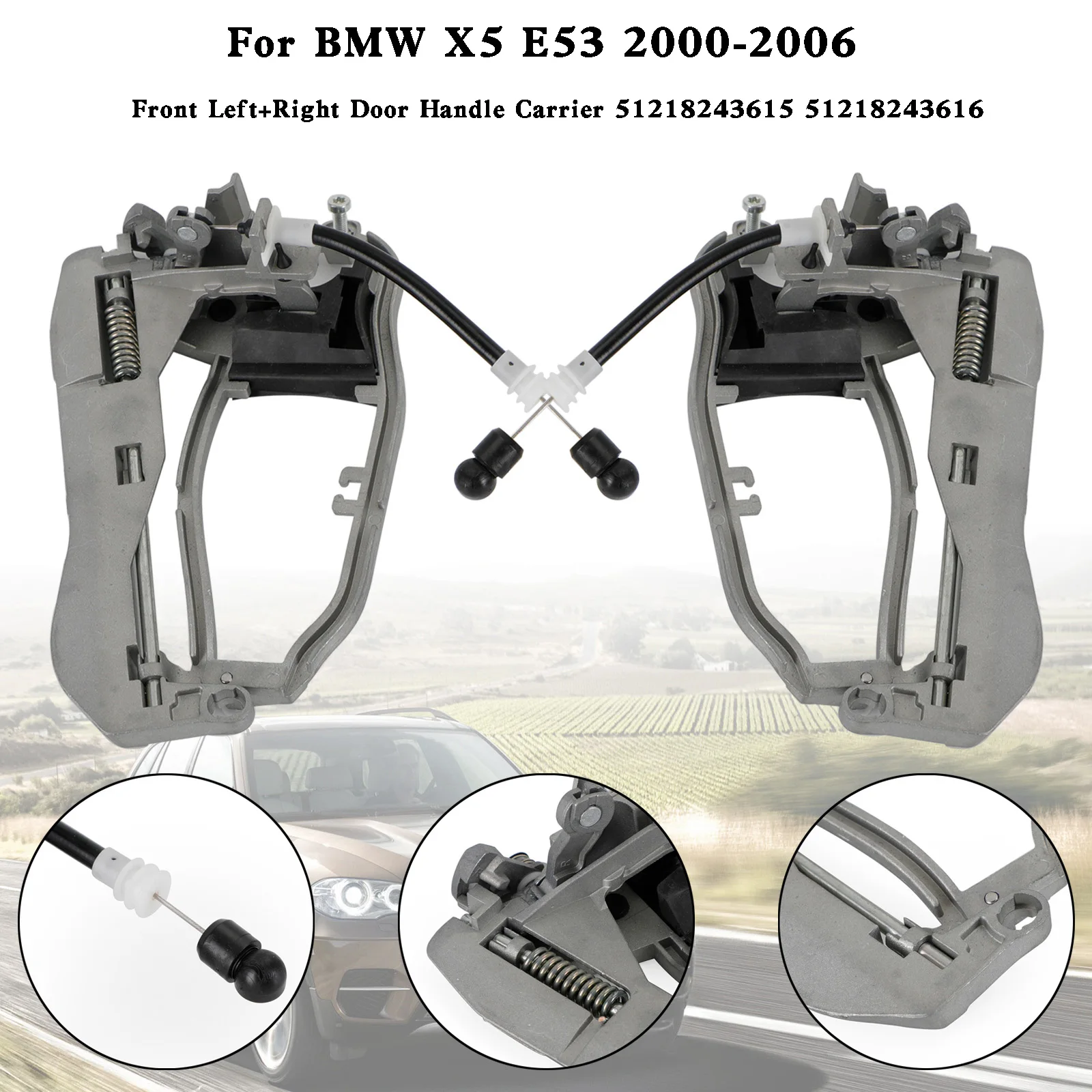 

Передняя Левая Правая дверная ручка Topteng 51218243615/16 для BMW X5 E53 00-06