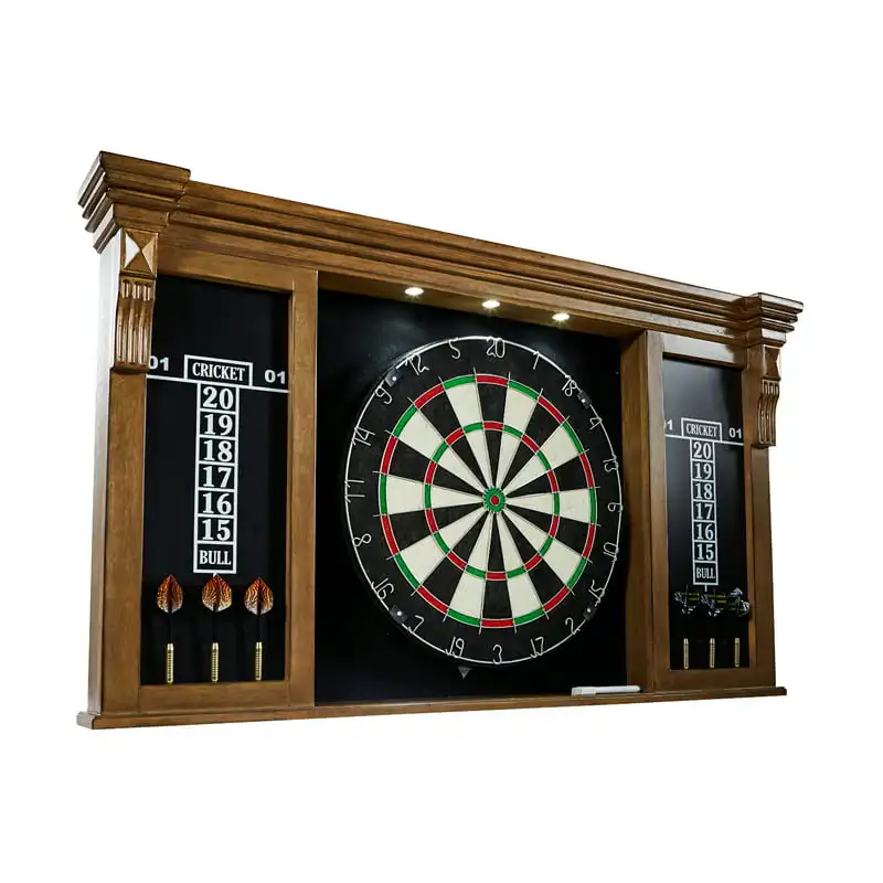 

Bristle Dartboard Cabinet Set, LED Lights, Brown/Black