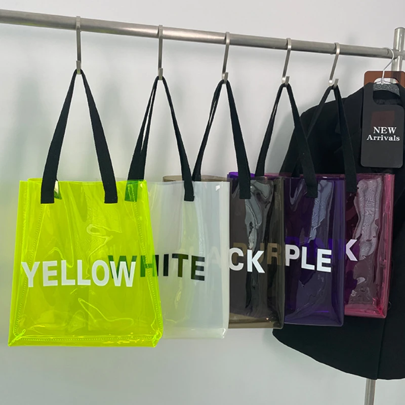 

Summer Travel Bag Jelly Bag Women's New Fashion Portable Transparent Bag Large Capacity Shoulder Water Proof Shopping Bag