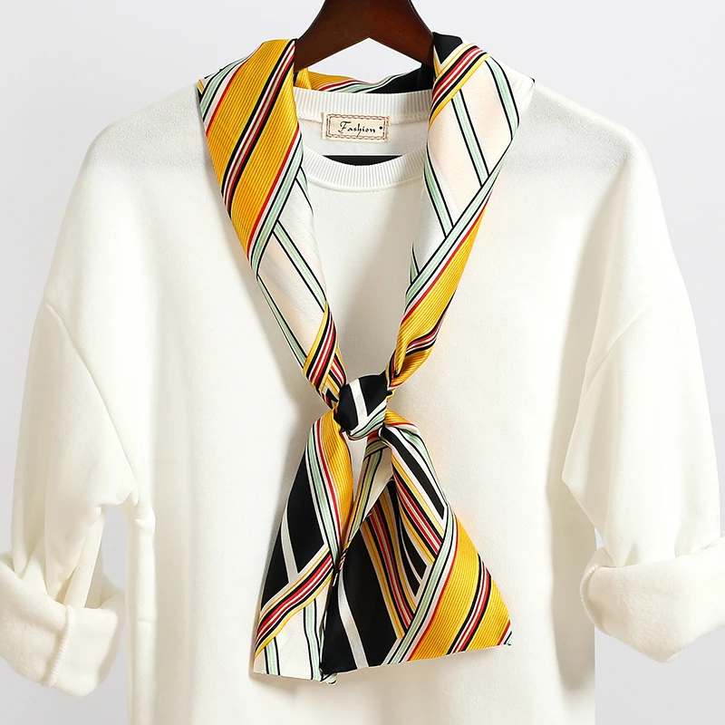 

2022 Designer Long Silk Scarf for Women Print Skinny Neck Foulard Lady Head Hair Collar Ribbon Tie Kerchief Bag Scarves New
