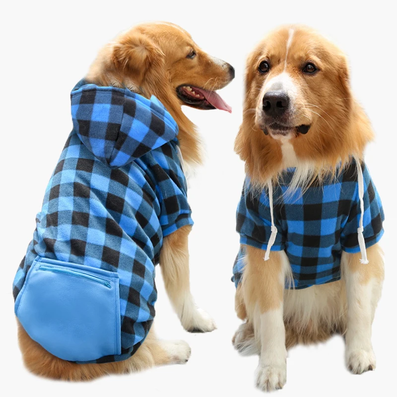 

Клетчатая Толстовка для собак, одежда для домашних питомцев, зимнее пальто для больших собак, теплая одежда для маленьких и средних собак, Ф...