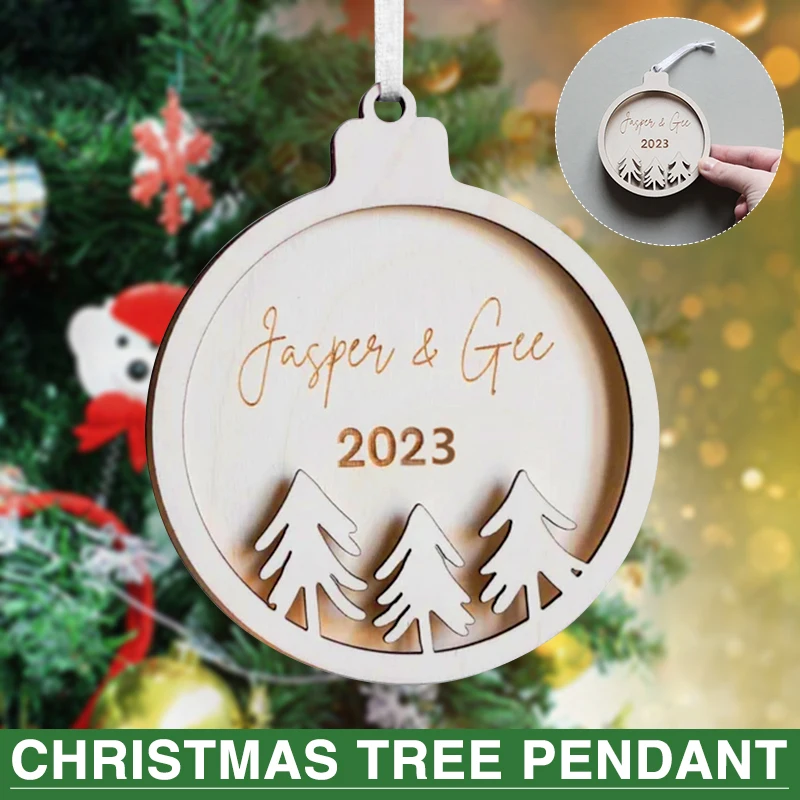 

1 шт. белое Рождественское украшение, подвесные украшения для рождественской елки, круглая деревянная подвеска, домашние праздники, украшен...