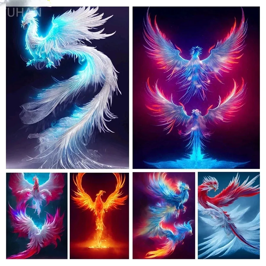 

5D алмазная живопись, Цветная птица, Феникс, животные, алмазная вышивка, полная квадратная фотография, украшение для дома