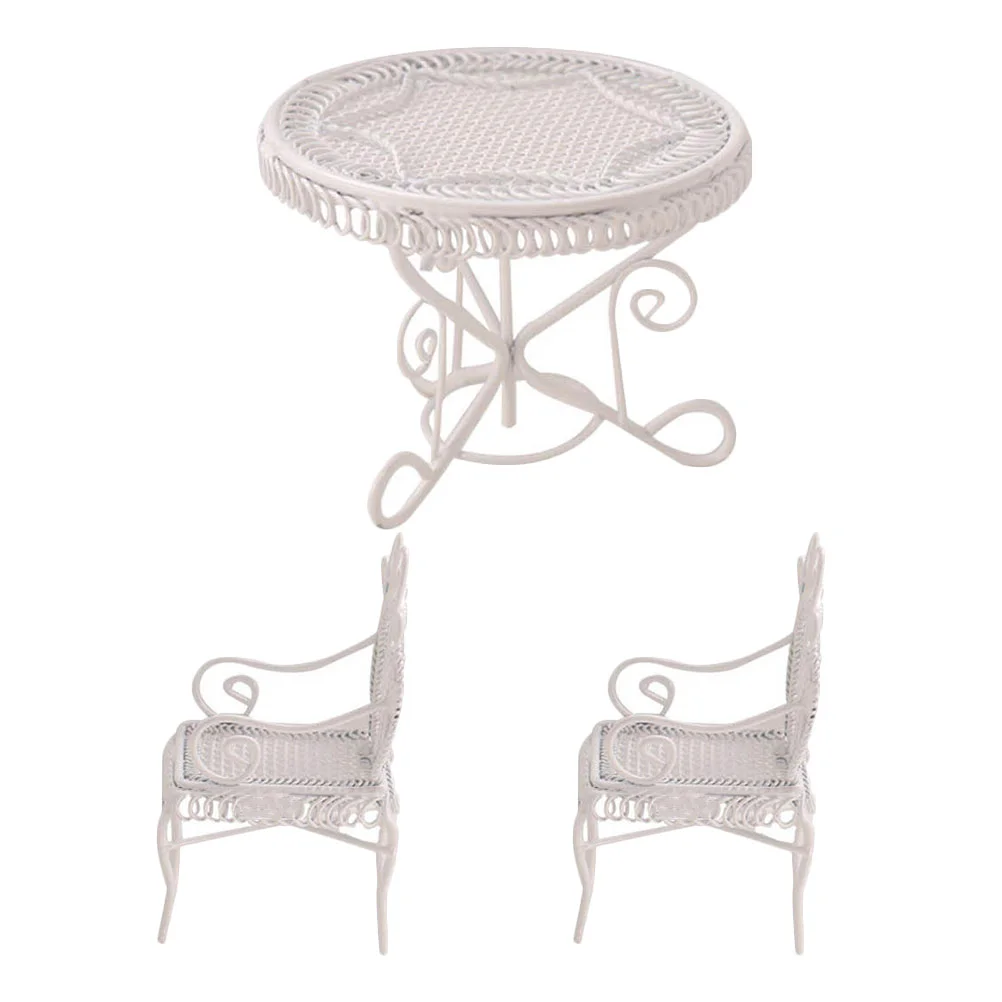 

1 Set Miniature Coffee Chair and Table Model Doll House Furniture Kids Doll House Decor