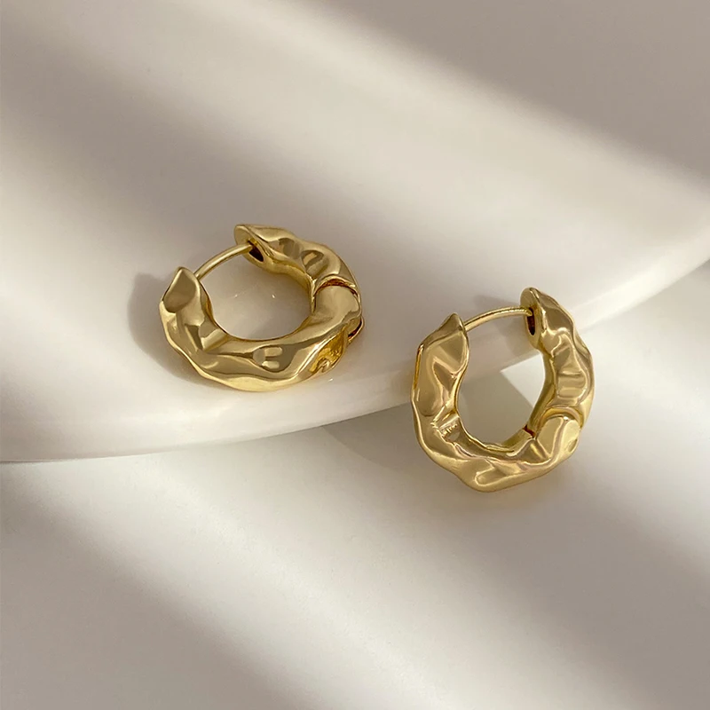 

Роскошные серьги-кольца с металлической текстурой и застежкой для ушей для женщин и девушек корейские Модные Винтажные Ювелирные изделия д...
