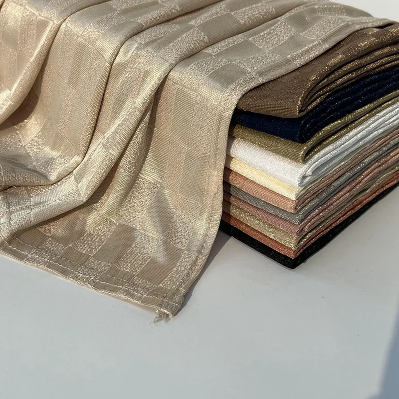 

2022 New Plaid Strecthy Jersey Scarf Hijab Breathable Summer Women's Headscarf Muslim Wrap Head Scarves Ramadan Long Shawl