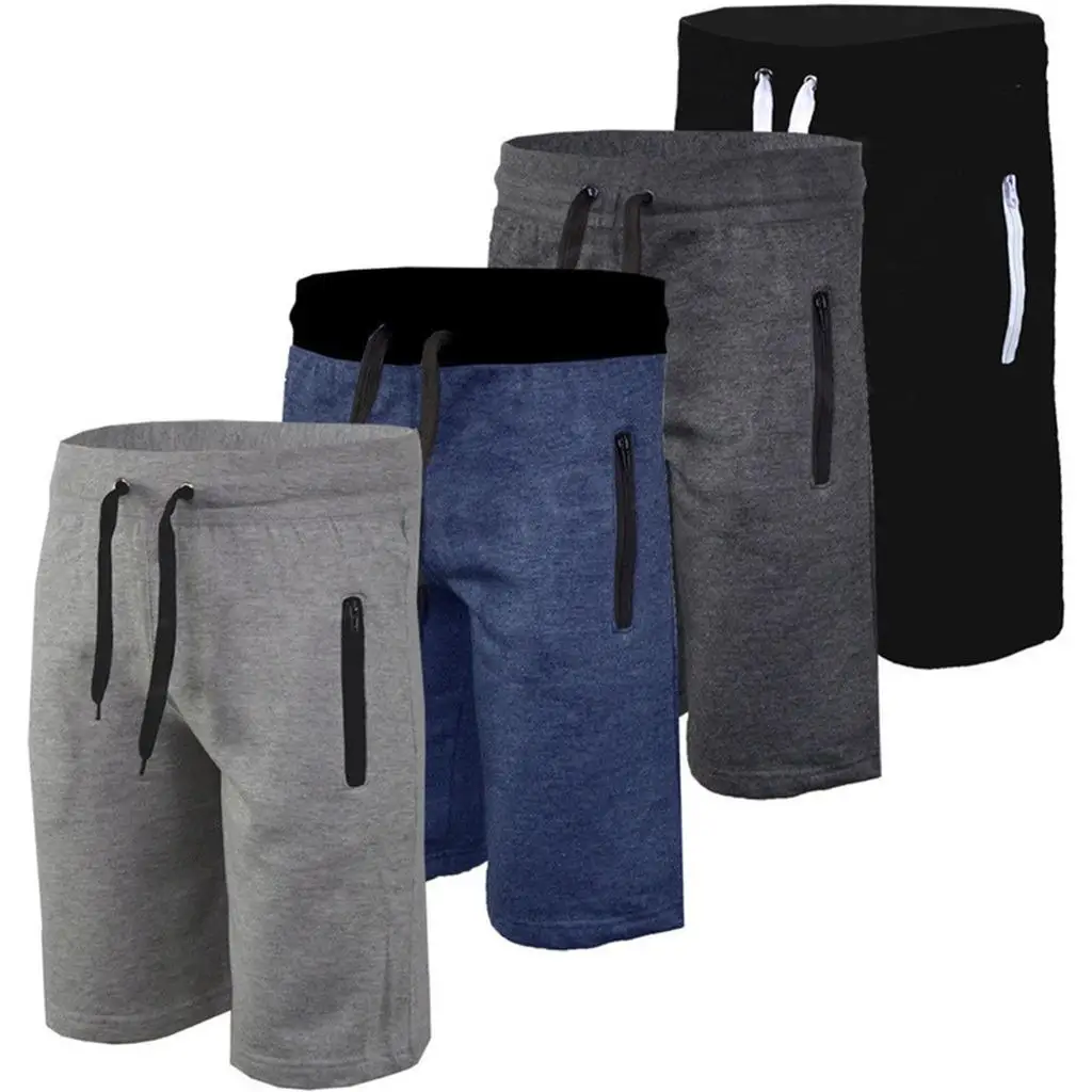 Men Patchwork Pants Summer Male Pocket Zipper Drawstring Trousers Casual Sport Gym Shorts Slacks
