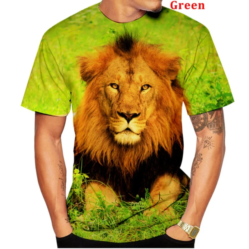 

New Fashion Men 3d Printed Lion T-shirt Animal Print Fire Lion T-shirt Cool Men Personality Casual Unisex T-shirt Short Sleeve