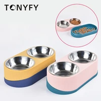 pet bowl double layer removable multifunction cat dog bowls pet drinking tray feeder dogs feeding food container supplies