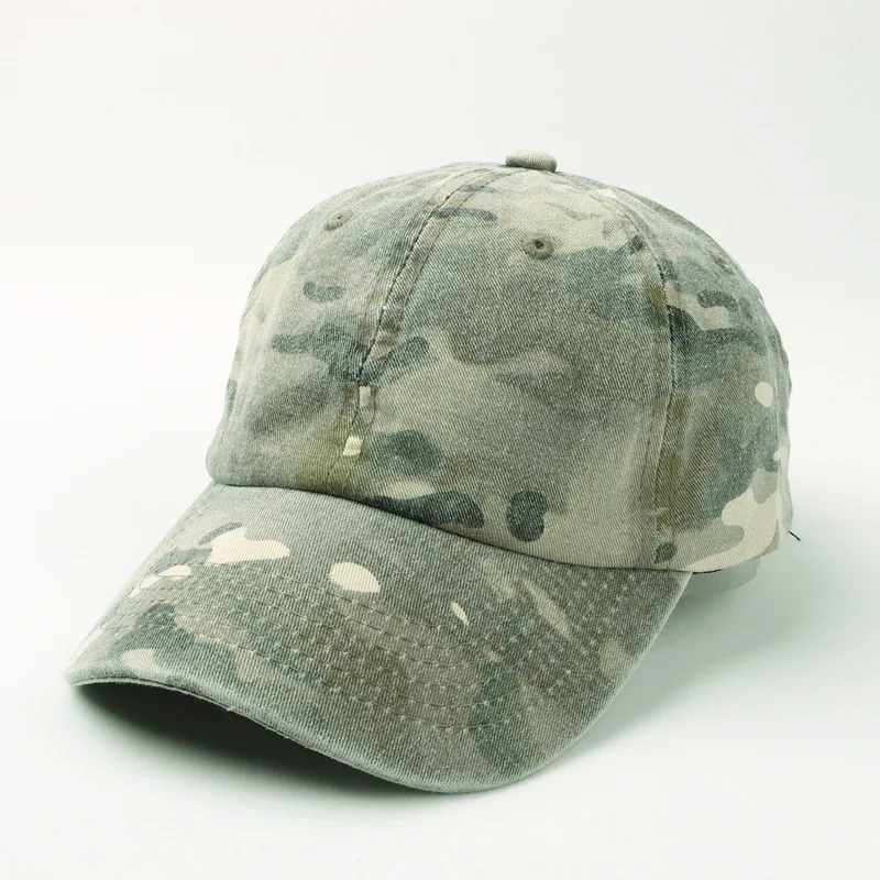 New washed denim camouflage curved brimmed baseball cap for spring and summer men's women's fashionable duckbill