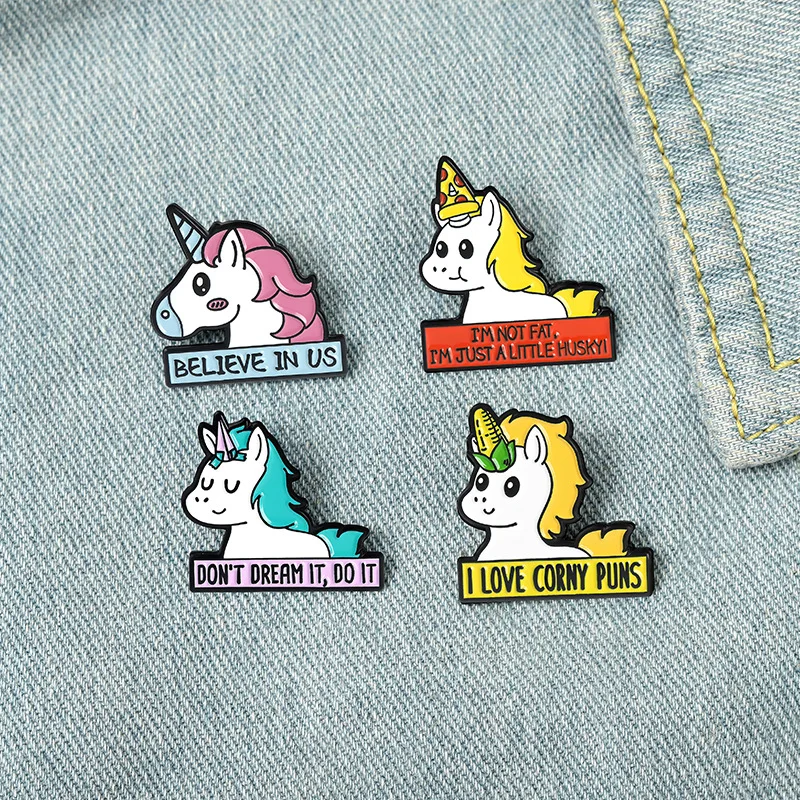 

Creative New Year Gift Cute Women's Brooch Unicorn Enamel Pin Lapel Pins Christmas Badges Friends Jewelry Fashion Accessories