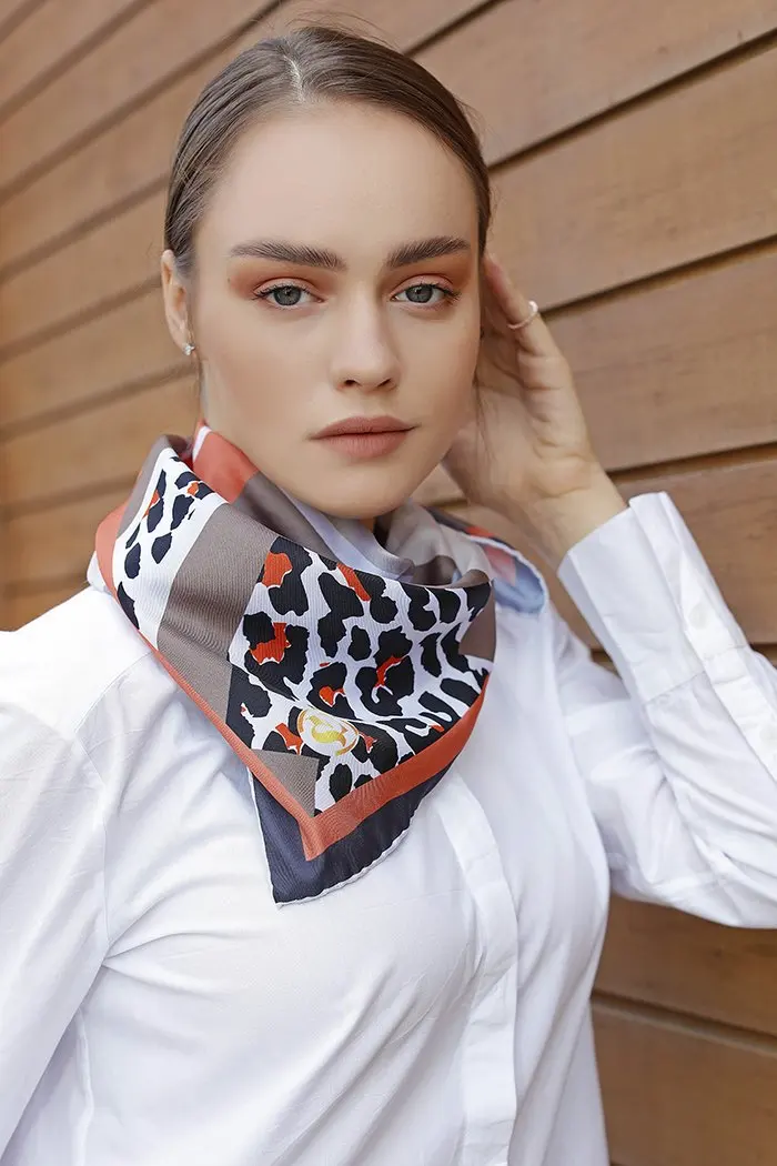 

WOMEN SCARF BANDANA ACCESSORIES GIFT COLORFUL TWİLL SCARF SHAWL EARTH