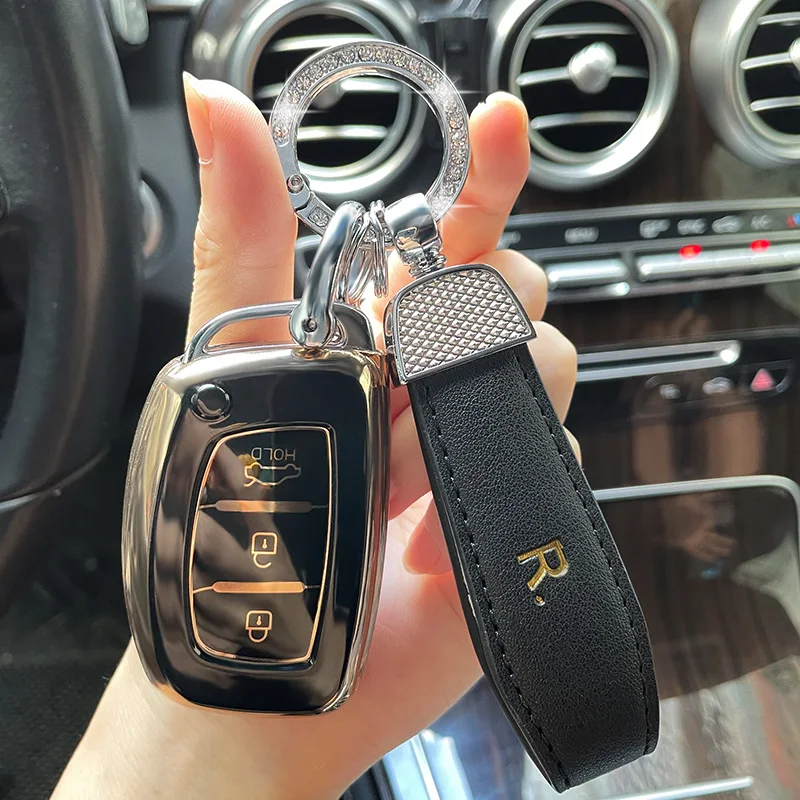 

Leather Strap KeyChain Car Key Case Cover for Hyundai Tucson Creta IX20 IX25 IX30 IX35 Solaris I20 I25 I30 Verna Sonata Mistra