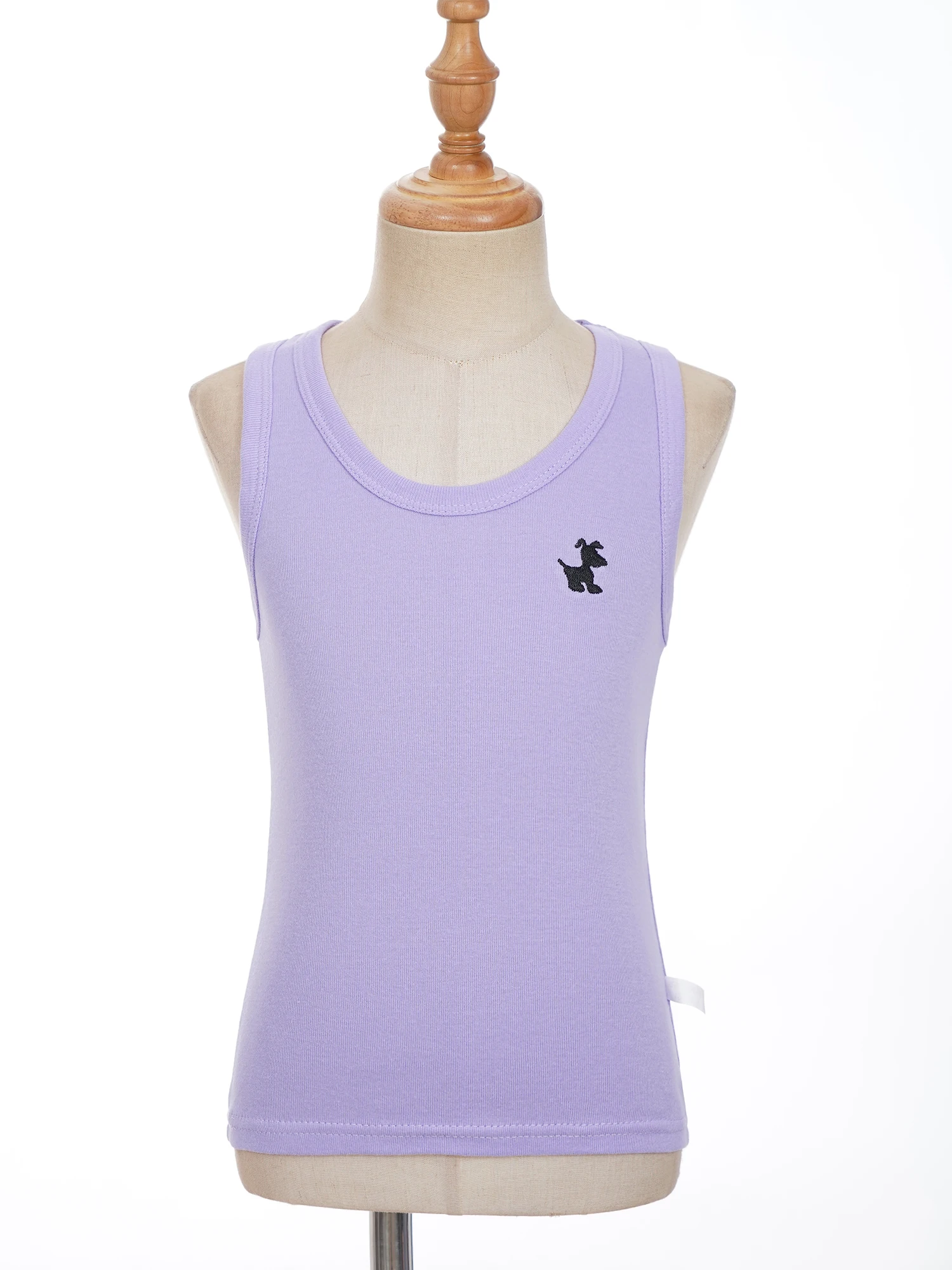 Летняя майка для девочек с вышивкой щенков Повседневная однотонная