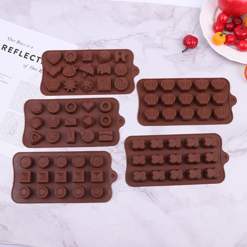

1Pc 15 Holes Chocolate Mold Fudge Ice Cube Silicone Mold DIY Christmas Easter Heart Egg Shell Five-pointed Star Chocolate Mold