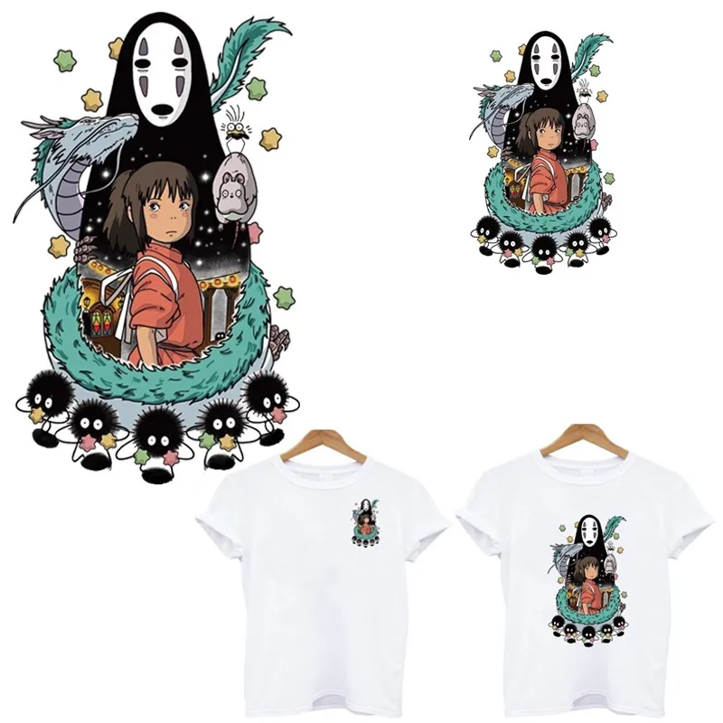 

application of one ironing printing for clothing applique stripes on clothes Spirited Away Miyazaki Hayao patch iron on patches