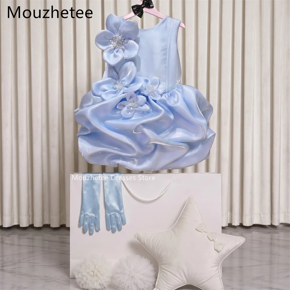 Фото Платья Mouzhetee A-Line с жемчугом и 3D-цветами для девочек: на день рождения, свадьбу, выпускной. Индивидуальный пошив. Коллекция 2026. №3