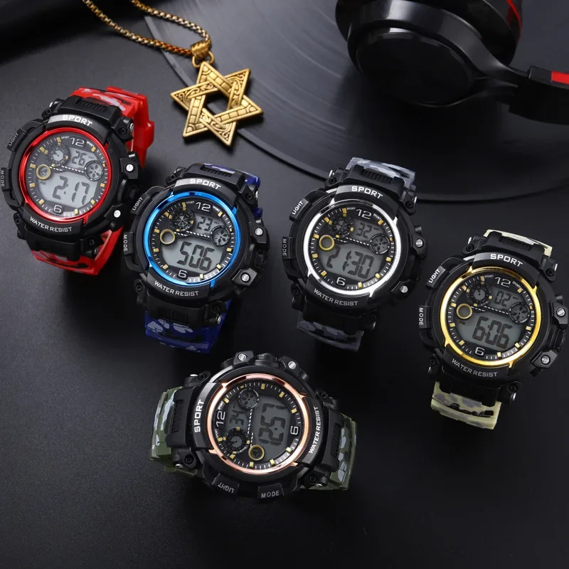 Мужские спортивные электронные часы для подростков повседневные Модные