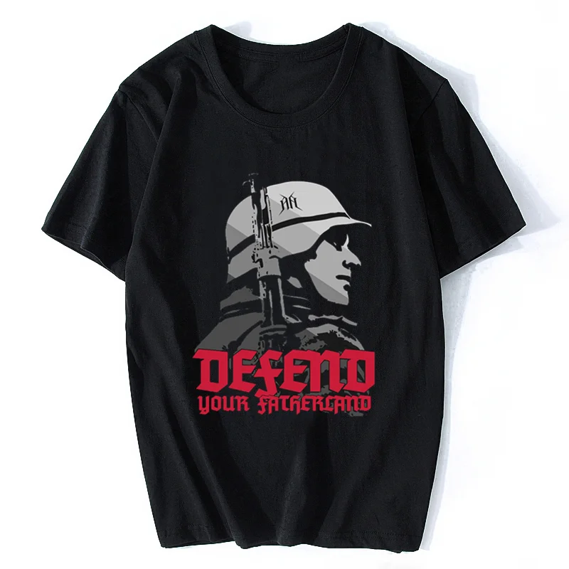 

Cool Man T Shirt Wehrmacht Defend Your Fatherland TShirt Male Summer Casual Tops Retro T Shirt Oversized T Shirt Cotton Tees