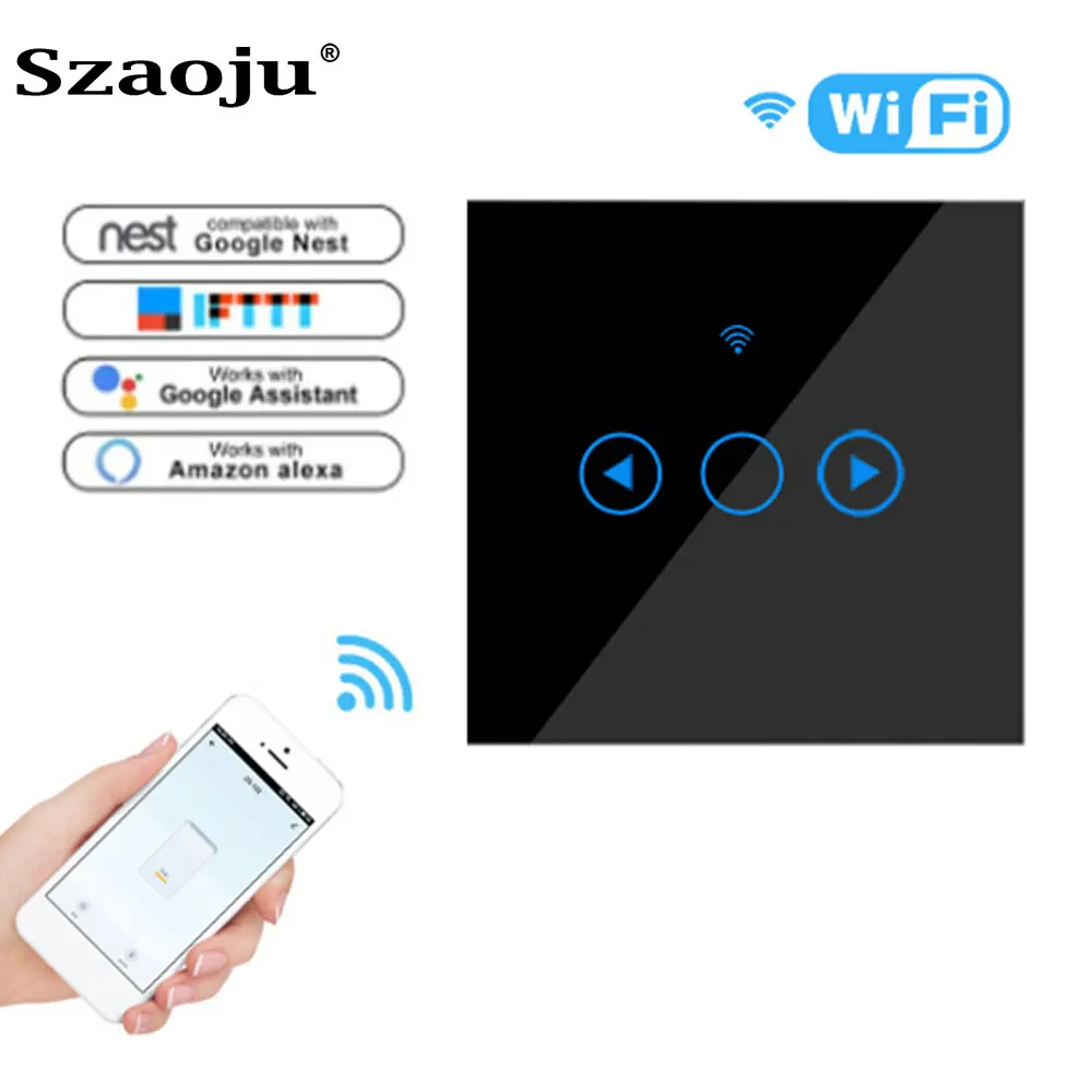 

Настенный сенсорный выключатель Szaoju с евровилкой, сенсорное затемнение, 1 клавиша, 1 канал, поддержка умного дома, поддержка Alexa Google Home Assistant ...