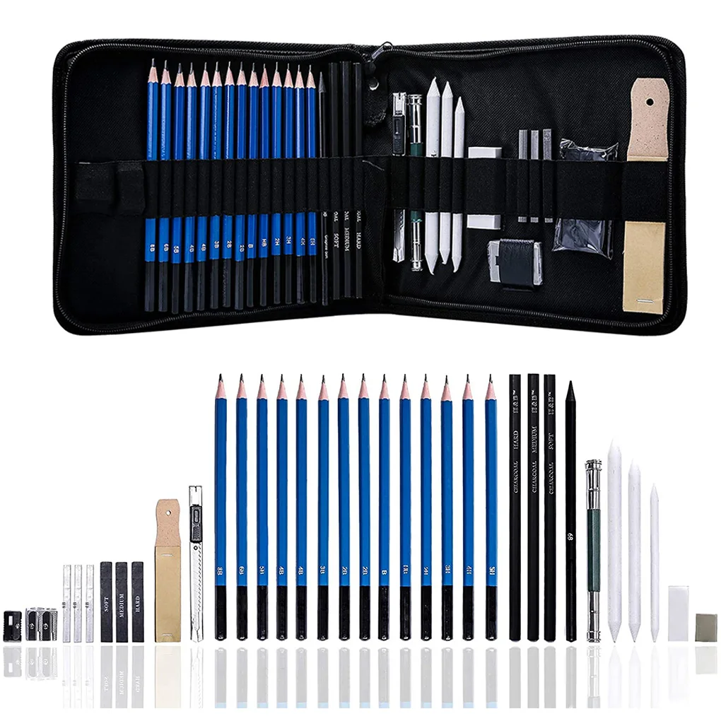 

32 Pieces Sketch and Drawing Kit Professional Sketching Pencils 2B 4B 8B Artists Kneadable Eraser Shading Graphic Tools