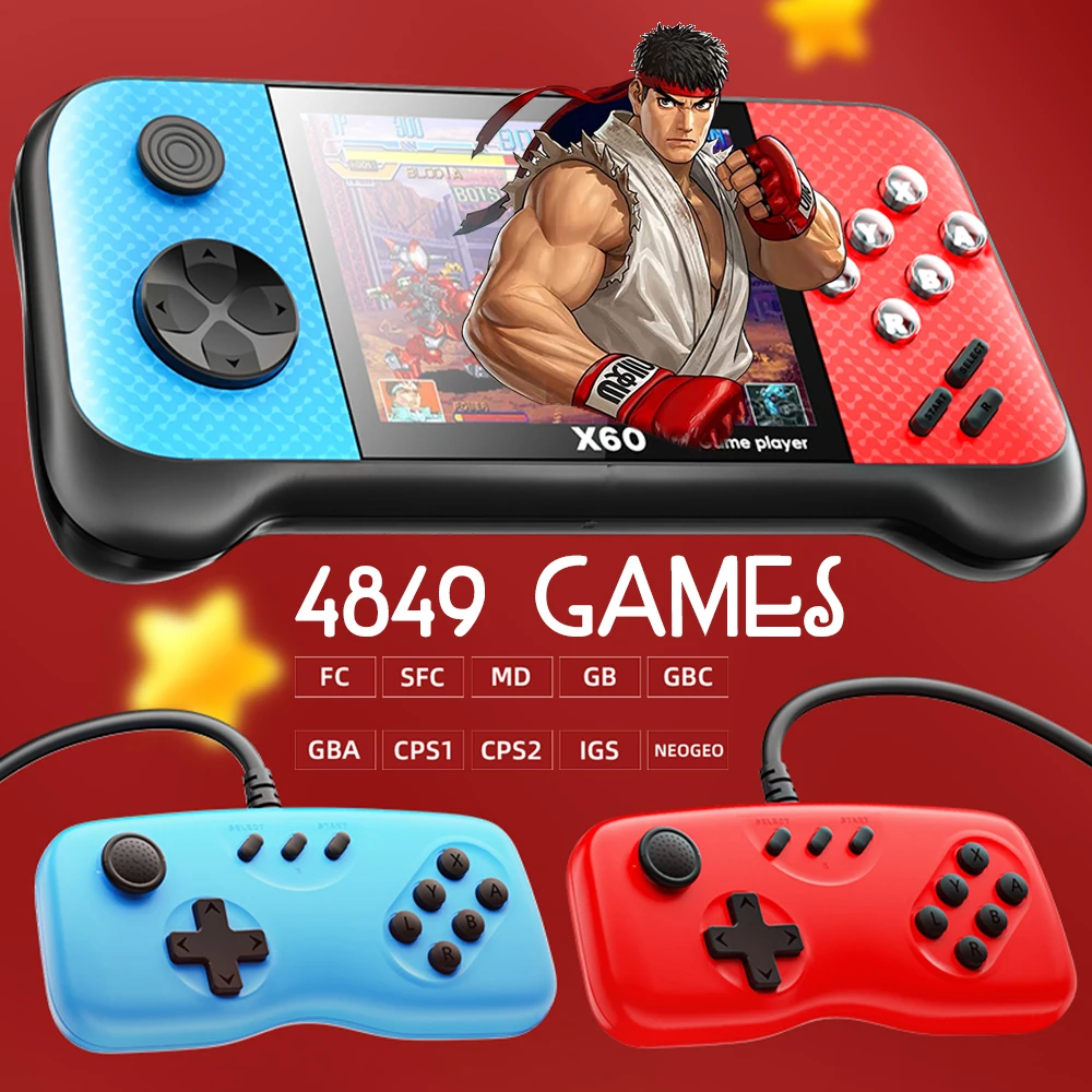 

Handheld game console 4849 Games nostalgic game console color screen retro toy Two Roles Gamepad and AV boy game console