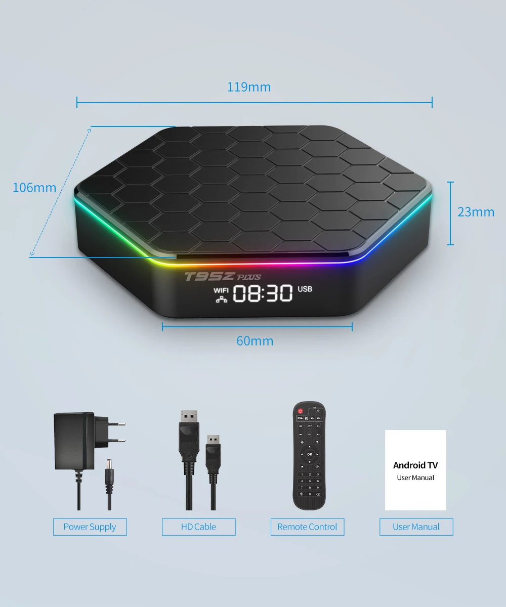 Приставка Смарт-ТВ T95Z Plus Android 12 2 4G Wi-Fi 6 BT5.0 4 + 32/64 ГБ |