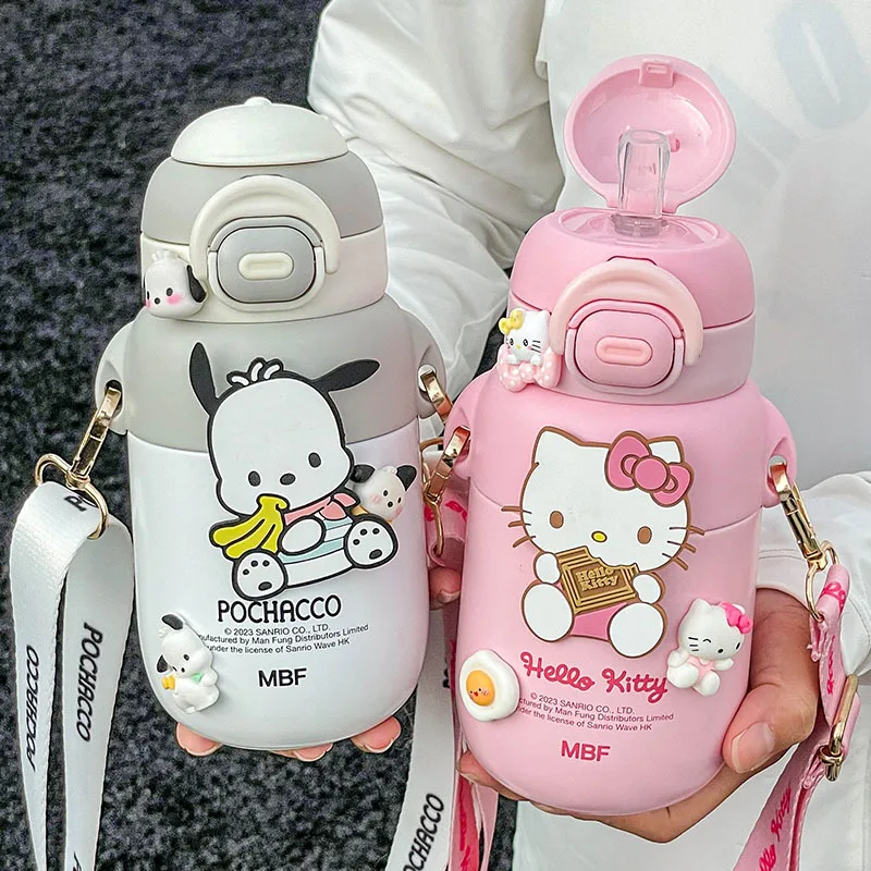 

Термокружка Kawaii Kuromi Y2K, новая портативная коричная чашка Sanrios My Melody 304 из нержавеющей стали, детские подарки для девочек