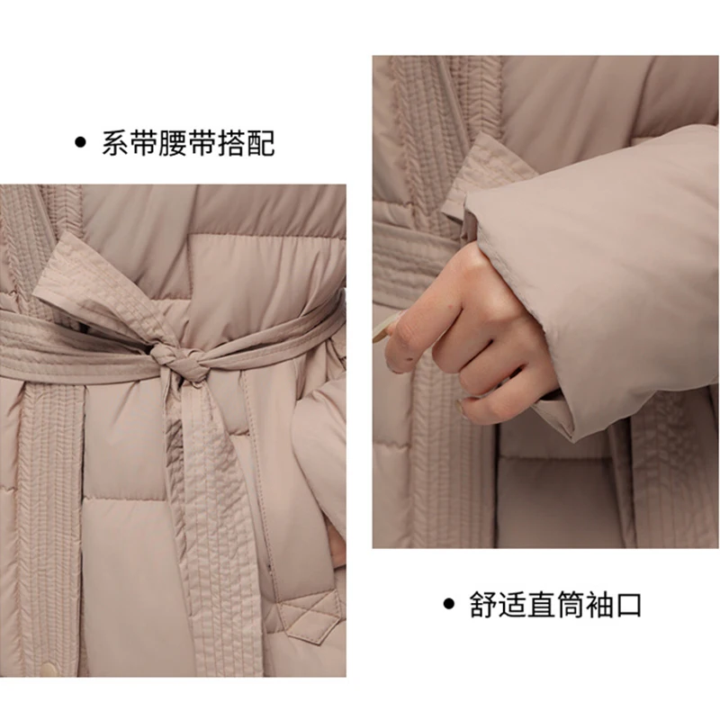 Новое Элегантное темпераментное пуховое пальто из хлопка Женская Длинная зимняя