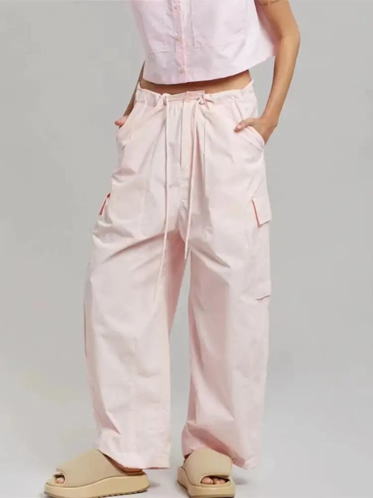 Women Hip-Hop Frock Wide Leg Pants Spring 2023 New Female Straight Casual Loose Trousers with Large Pockets