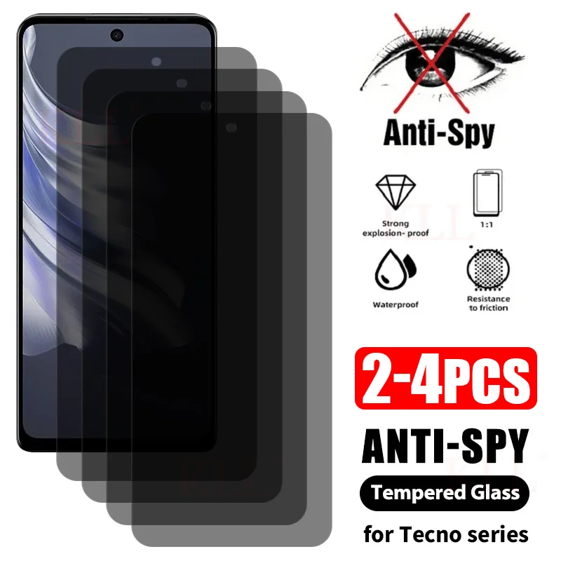 2-4 шт. антишпионское закаленное стекло для Tecno Spark 20 Pro 10 9 8 антишпионская защита