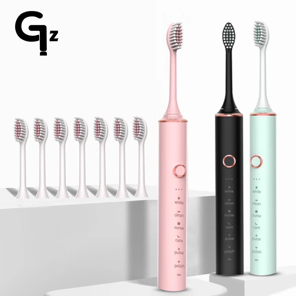 GeZhou N100 Sonic Electric Toothbrush 18 Modes USB Charger Tooth Brushes Replacement Timer Sonic Toothbrush 8 Brush Heads