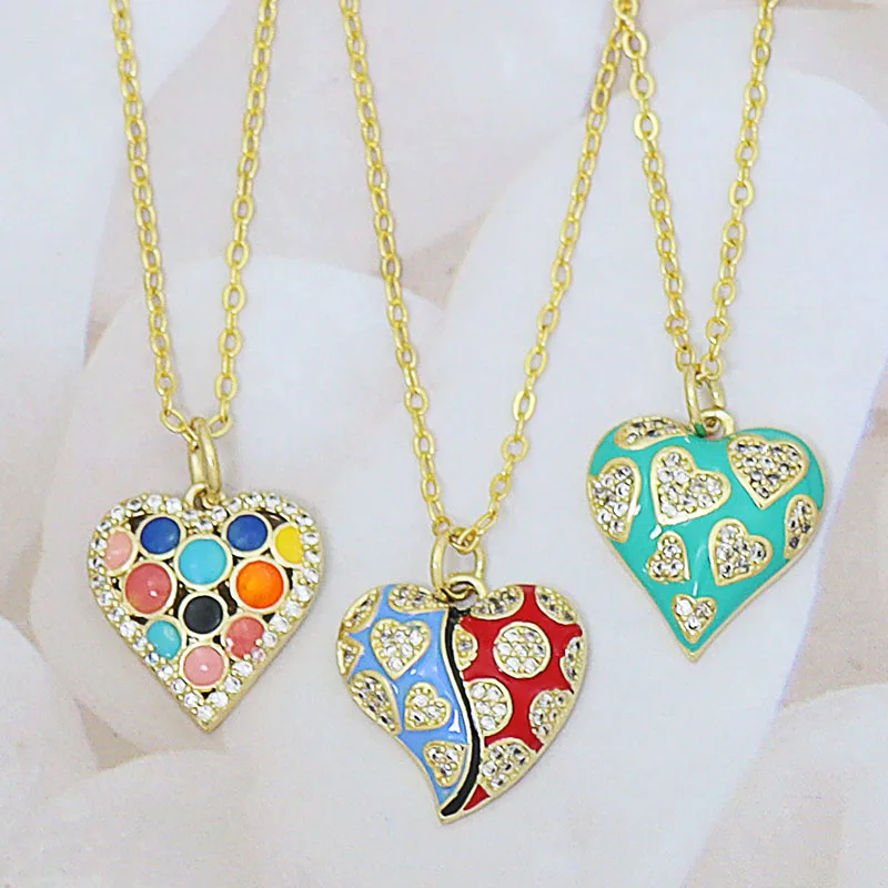 

Rainbow Love Heart Pendant Necklaces for Women Valentine's Day Wedding Party Gift Sweet Lover Couple Jewelry collar corazon