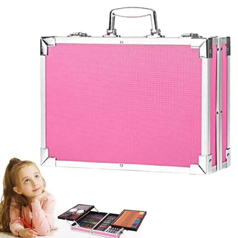 

Drawing And Coloring Kit Multiple Vivid Water Color Pen Set 145 Pcs Art Supplies Oil Paintstik Aluminium Box Crayons Water