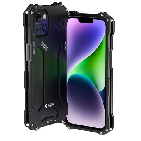 Wood Border Hollow Phone Case For Iphone 13 12 14 15 16 Pro Max Aluminum Metal Frame Cooling Phone Cover For IPHON 15 16 Promax