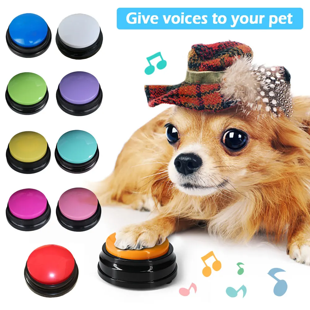 

Флюоресцентная звуковая кнопка для записи голоса для детей, домашних животных, собак, Интерактивная игрушка, кнопки для ответа, производите...