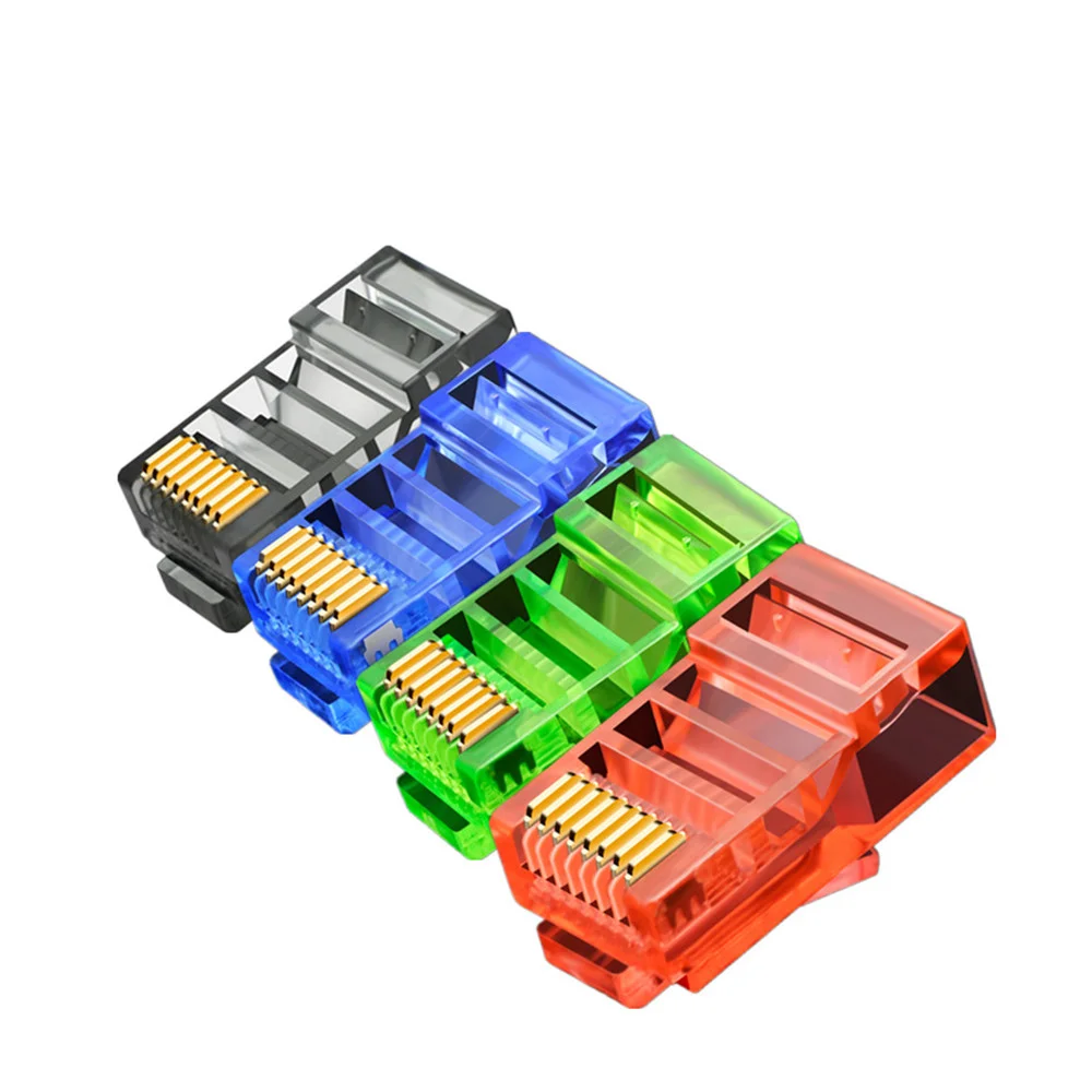 

50/100/200 шт. RJ45 кабелей Ethernet модуль разъем сетевой разъем RJ-45 с украшением в виде кристаллов головки Cat5 Цвет Cat5e Позолоченные 8p8c адаптер
