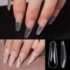 Полигель для наращивания, двойная форма для ногтей, гвоздик, прозрачные Типсы для ногтей балерины, система полного покрытия, УФ-акриловые верхние формы сделай сам