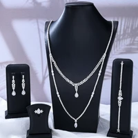kellybola new long big necklace earrings bracelet rings jewelry sets 4pcs for women indian nigerian wedding jewelery set gift