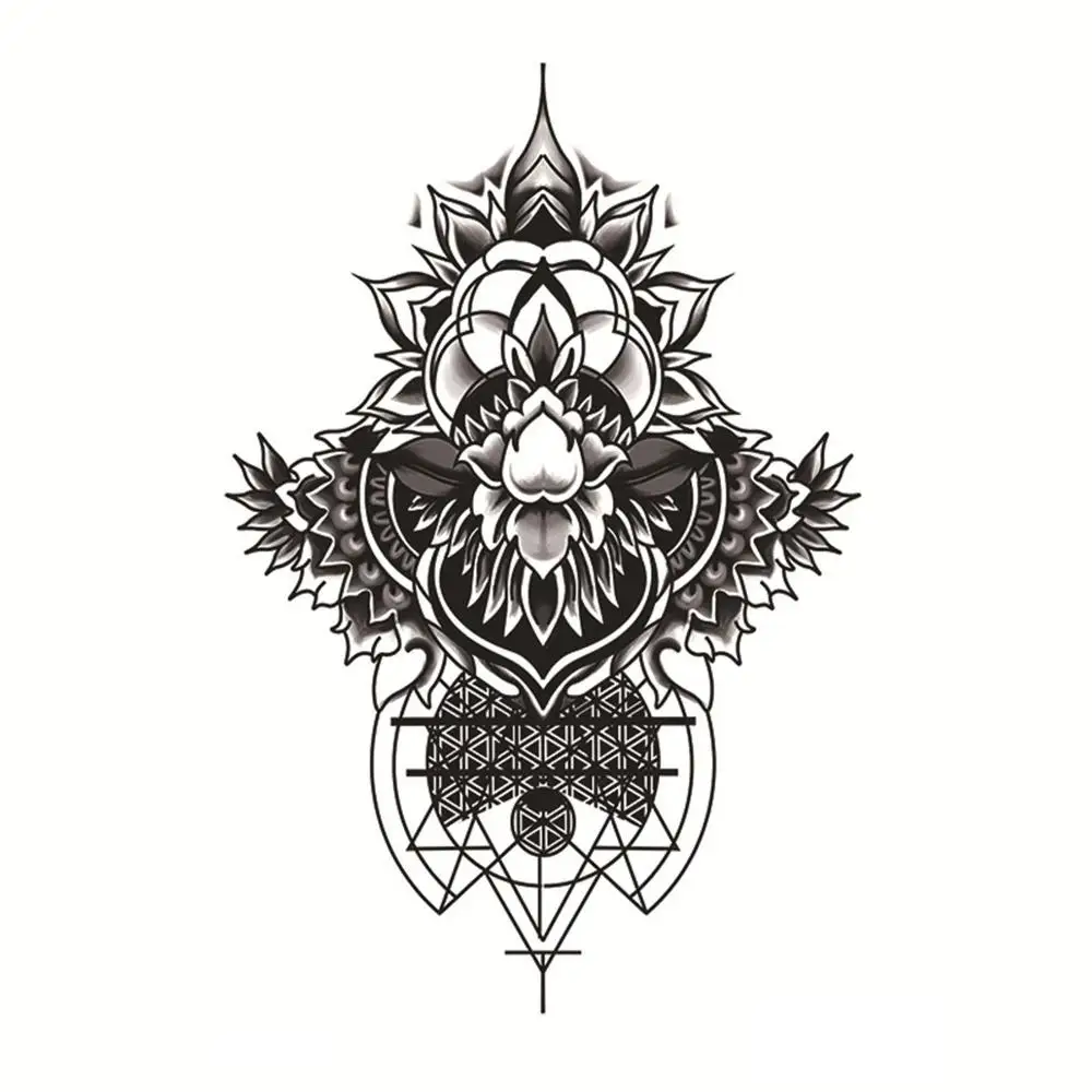 Водостойкая 3D наклейка с татуировкой на ногу черная роза бабочка