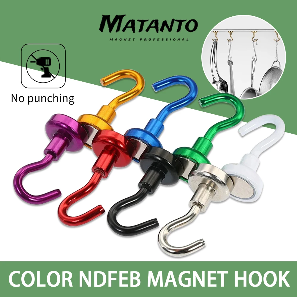 

Magnetic Hook Colorful Heavy Duty Strong Magnet Hooks Rust Proof Indoor Outdoor Hanging Kitchen Home Workplace Office and Garage