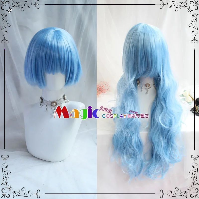 

2 Types EVA Ayanami Rei Cosplay Wig Blue Long Wavy Women Cosplay Wigs Heat Resistant Synthetic Hair