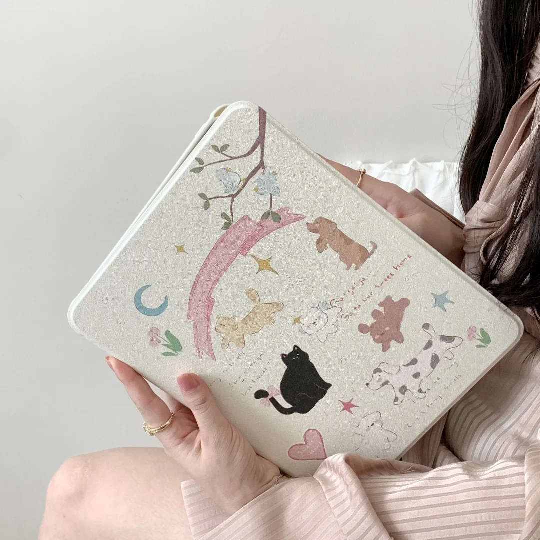 Защитный чехол Cute Cat с держателем для ручек вращающийся на 360 градусов подходит iPad